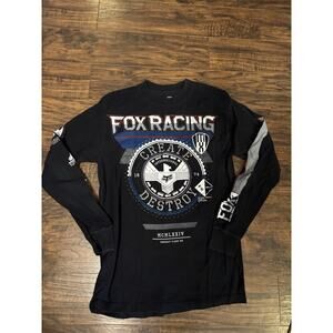 Fox Racing T-Shirt Mens Black Create Destroy Graphic Print Long Sleeve Medium
